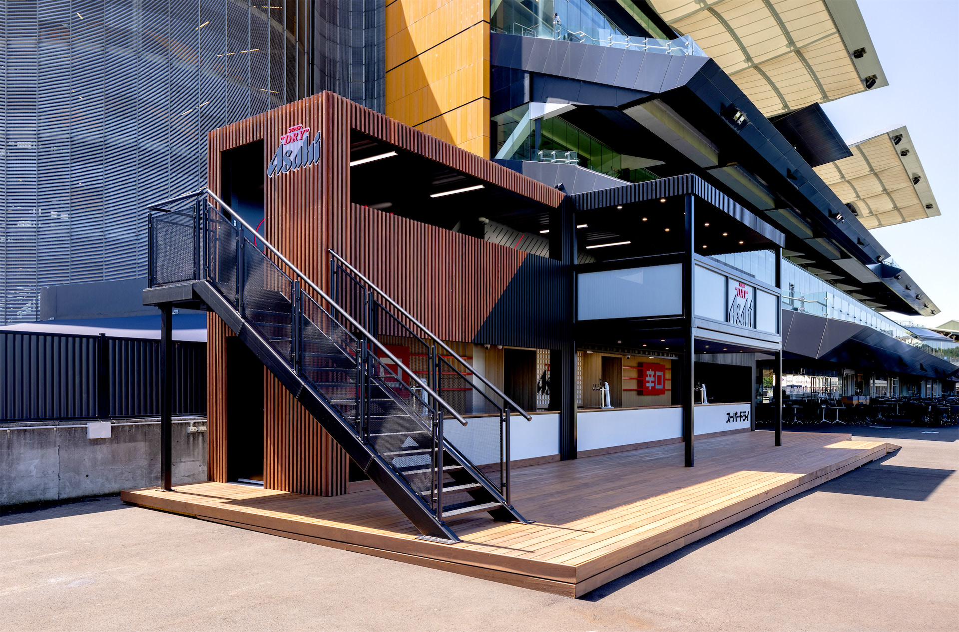 Exterior view of the Groblox designed and built Asahi Super Dry brand activation space.