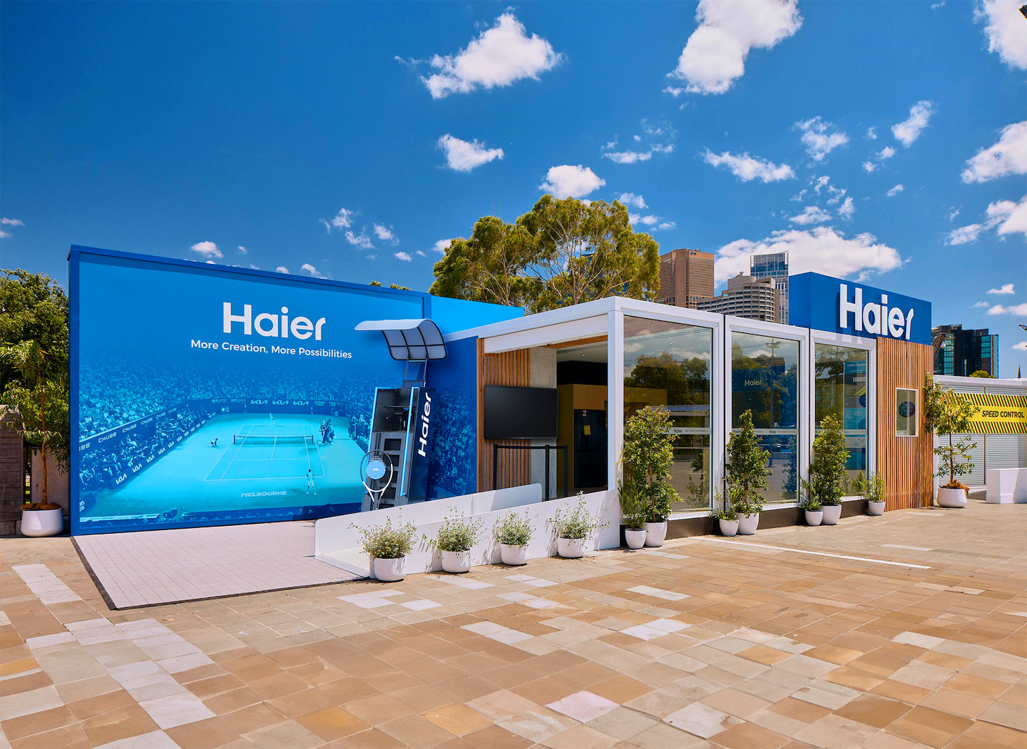 The entrance to Haier's unique brand activation space at the Australian Open.