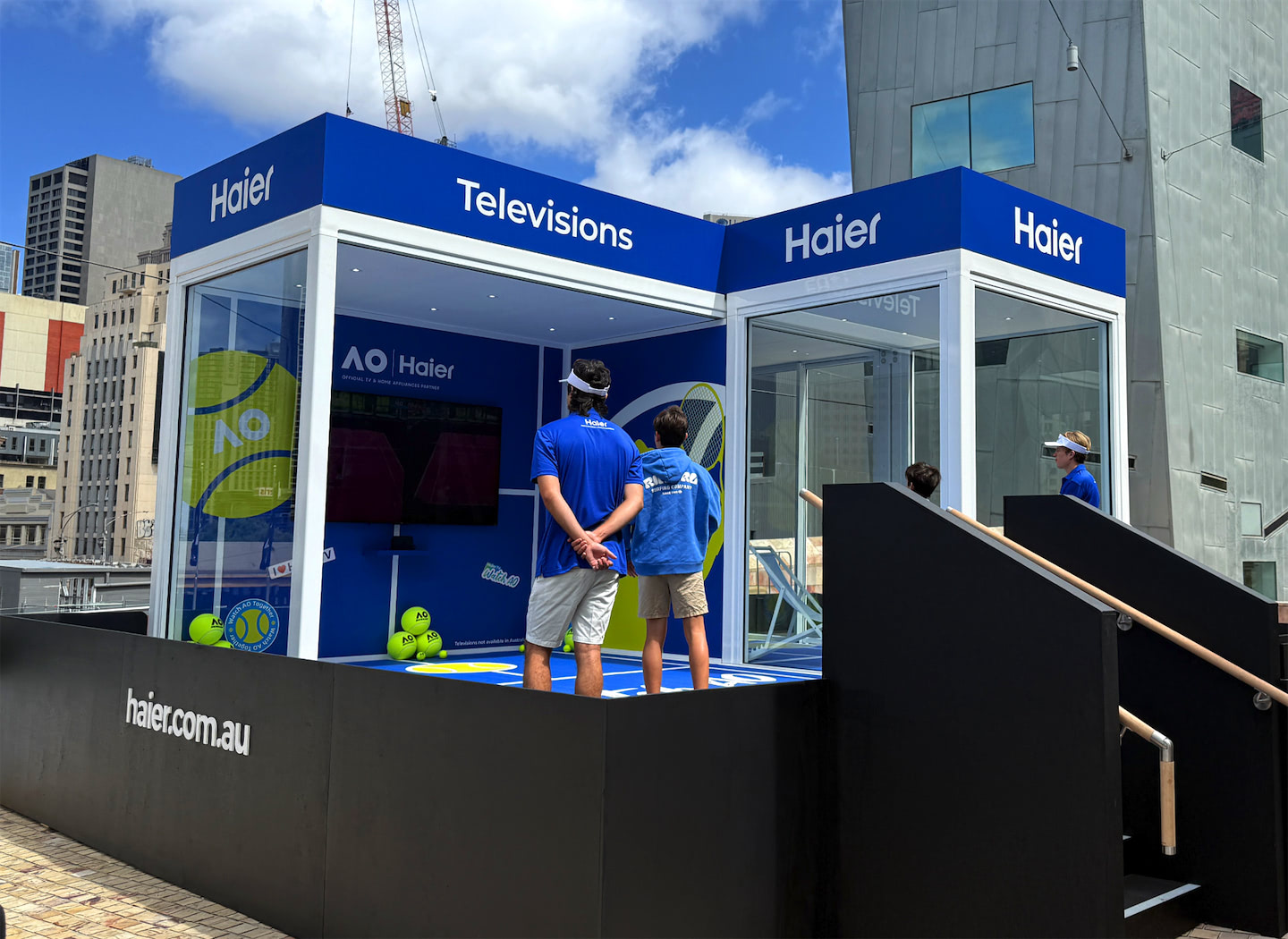 Engaging customer interaction zone within Haier's modular setup at Fed Square