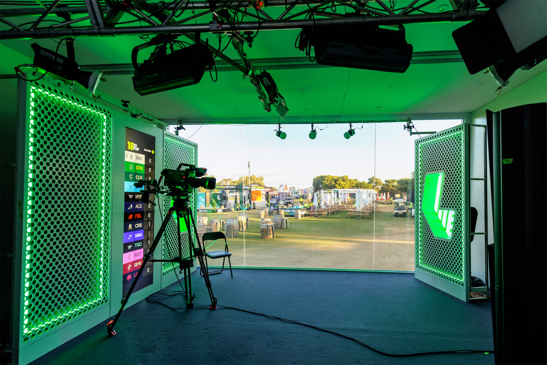 Interior of the Broadcast Studio Modular Event Structure for LIV Golf Adelaide 2025