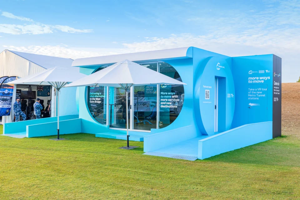 Exterior of the west gate tunnel project activation at the 2025 formula 1® australian grand prix