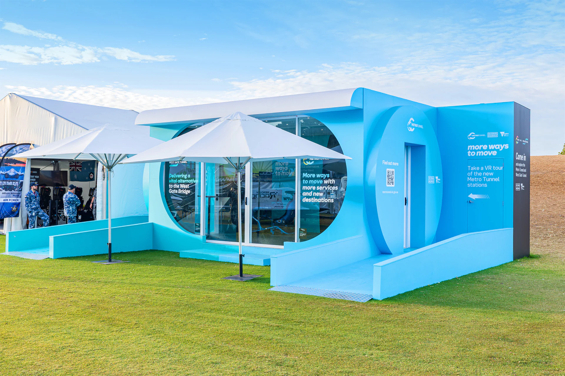 Exterior of the West Gate Tunnel Project activation at the 2025 Formula 1® Australian Grand Prix